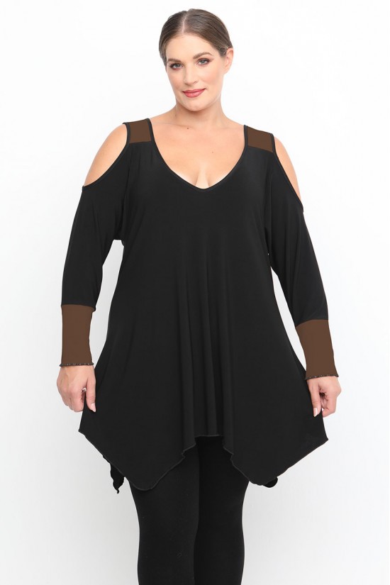 B24-123AN Μπλούζα Άλφα Κομποζέ - Καφέ B24-123AN Μπλούζα Άλφα Κομποζέ - Καφέ