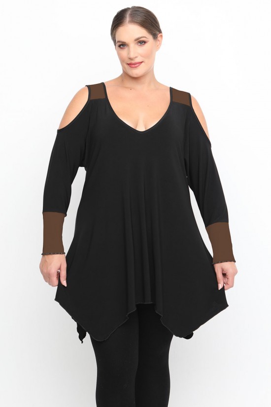 B24-123AN Μπλούζα Άλφα Κομποζέ - Καφέ