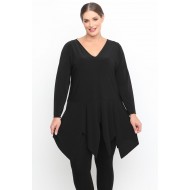 B24-173 Μπλουζοφόρεμα μονόχρωμο - Μαύρο