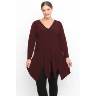 B24-173 Μπλουζοφόρεμα μονόχρωμο - Μπορντώ