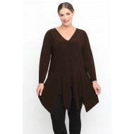 B24-173 Μπλουζοφόρεμα μονόχρωμο - Καφέ