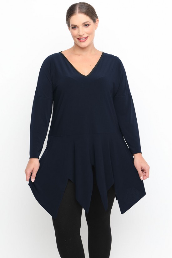 B24-173 Μπλουζοφόρεμα μονόχρωμο - Μπλε Μαρέν