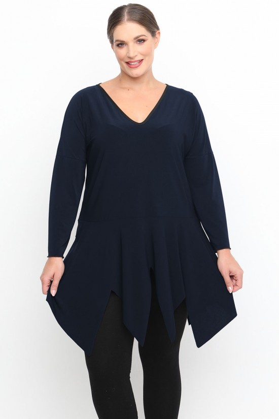 B24-173 Μπλουζοφόρεμα μονόχρωμο - Μπλε Μαρέν