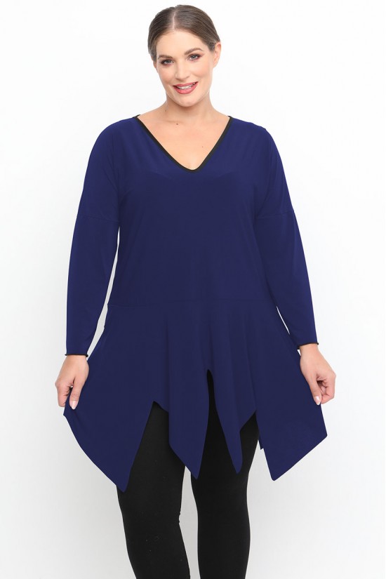 B24-173 Μπλουζοφόρεμα μονόχρωμο - Μπλε Ρουά