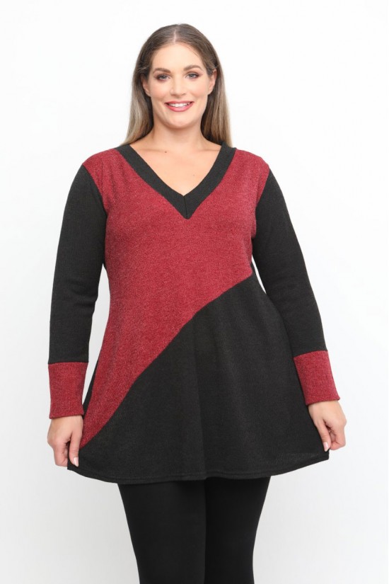 B24-308LM Μπλούζα Εβαζέ Πλεκτή - Μπορντώ B24-308LM Μπλούζα Εβαζέ Πλεκτή - Μπορντώ