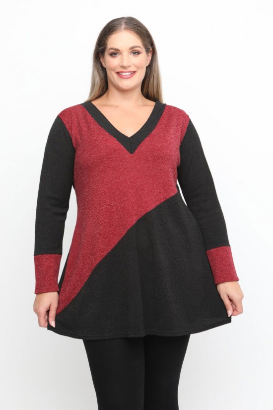 B24-308LM Μπλούζα Εβαζέ Πλεκτή - Μπορντώ