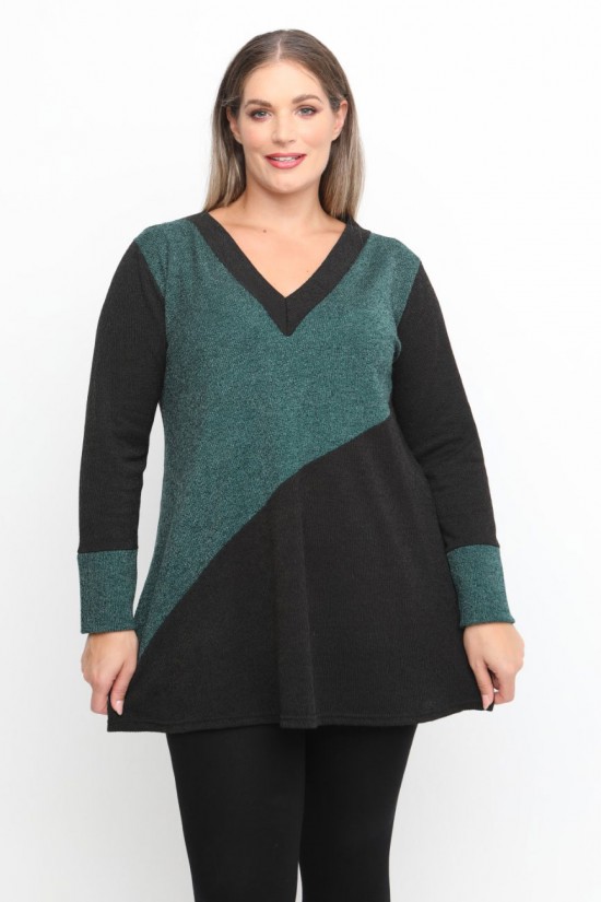 B24-308LM Μπλούζα Εβαζέ Πλεκτή - Πράσινο