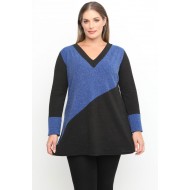 B24-308LM Μπλούζα Εβαζέ Πλεκτή - Μπλε Ρουά