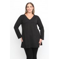 B24-308LV Μπλούζα Εβαζέ Πλεκτή - Μαύρο