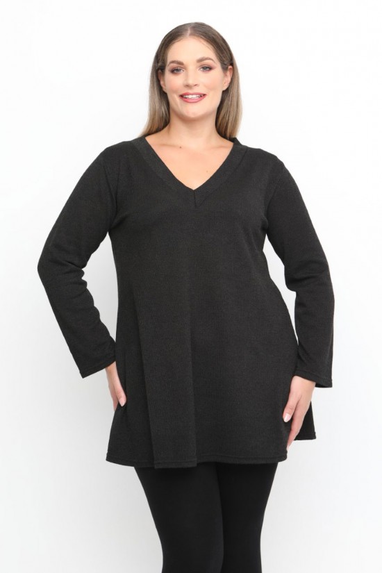 B24-308LV Μπλούζα Εβαζέ Πλεκτή - Μαύρο