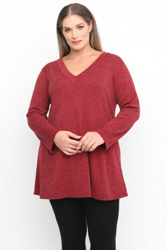 B24-308LV Μπλούζα Εβαζέ Πλεκτή - Μπορντώ