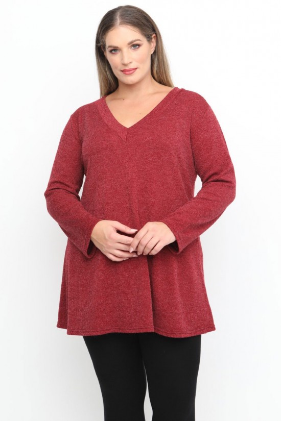 B24-308LV Μπλούζα Εβαζέ Πλεκτή - Μπορντώ