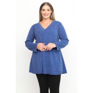 B24-308LV Μπλούζα Εβαζέ Πλεκτή - Μπλε Ρουά