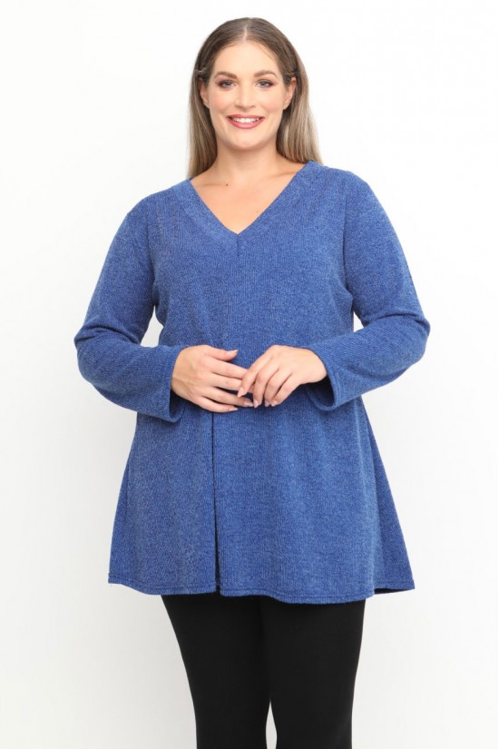 B24-308LV Μπλούζα Εβαζέ Πλεκτή - Μπλε Ρουά