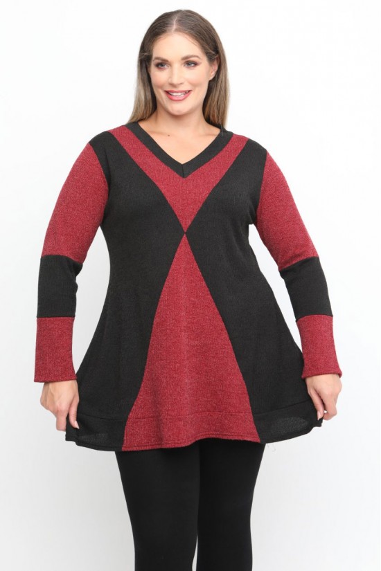 B24-308LX Μπλούζα Εβαζέ Πλεκτή - Μπορντώ