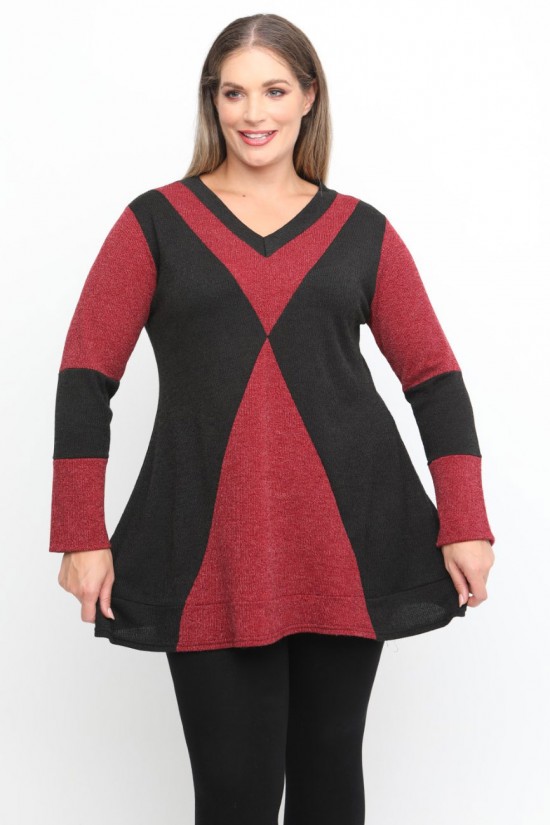 B24-308LX Μπλούζα Εβαζέ Πλεκτή - Μπορντώ