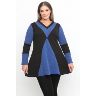 B24-308LX Μπλούζα Εβαζέ Πλεκτή - Μπλε Ρουά