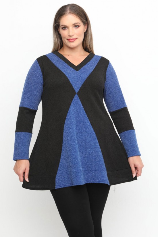 B24-308LX Μπλούζα Εβαζέ Πλεκτή - Μπλε Ρουά