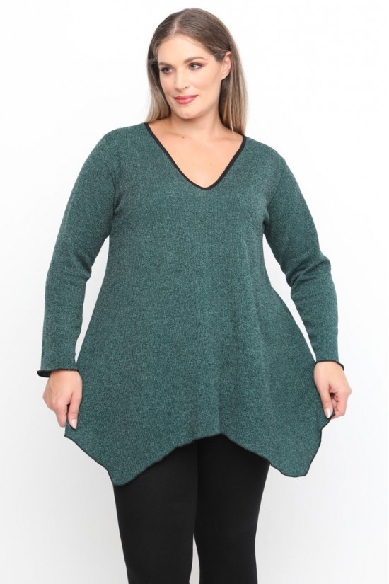 B24-328V Πλεκτή Μπλούζα Άλφα - Πράσινο (Πλεκτό) B24-328V Πλεκτή Μπλούζα Άλφα - Πράσινο (Πλεκτό)