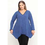 B24-328V Πλεκτή Μπλούζα Άλφα - Μπλε Ρουά (Πλεκτό)