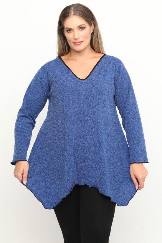 B24-328V Πλεκτή Μπλούζα Άλφα - Μπλε Ρουά (Πλεκτό)