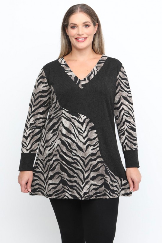 B24-9608LP Μπλούζα Εβαζέ με Πλεκτό - Καφέ