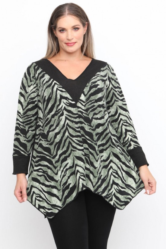 B24-9628V Μπλούζα Άλφα Κομποζέ - Πράσινο (Πλεκτό)