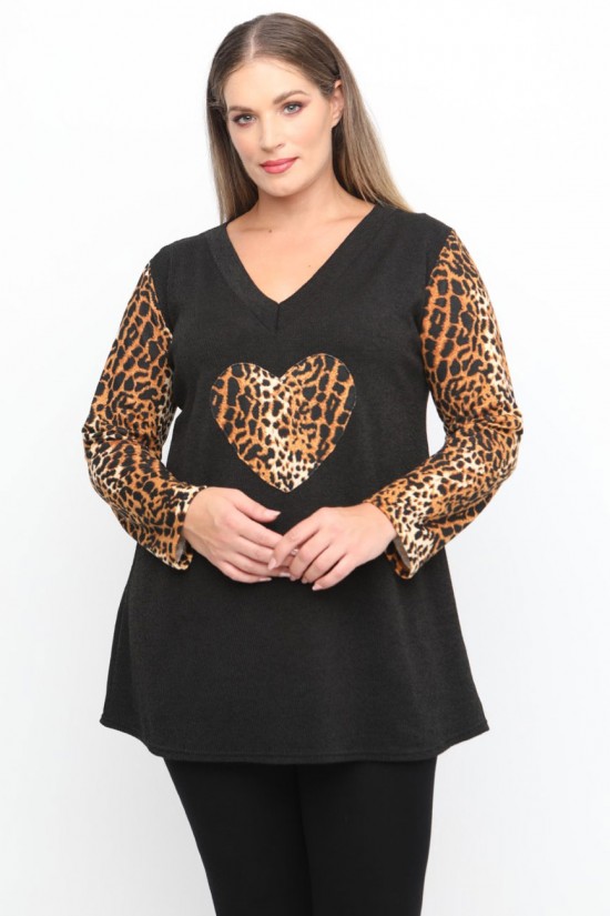 B24-9708LK Μπλούζα Εβαζέ με Πλεκτό - Καφέ