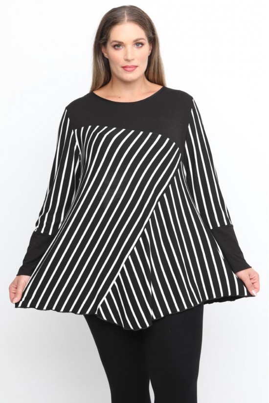 B24-9947R Μπλούζα Εβαζέ με Ρίγες